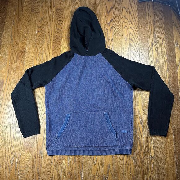 Lucky Brand Sweater Men’s Large Hooded Preppy Blue‎ Pocket Logo - Picture 1 of 11